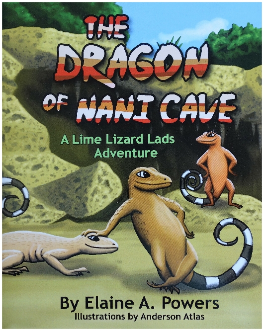 book cover illustration of two curly-tail lizards