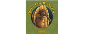 a green book cover with an illustration of a tortoise standing on hind legs