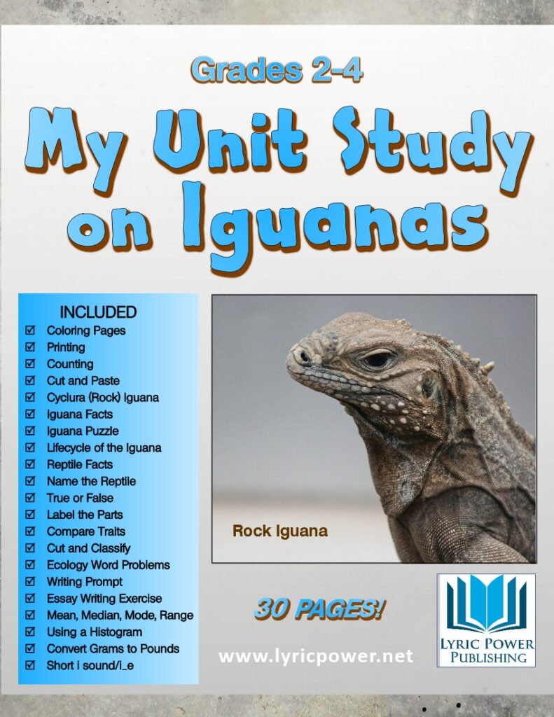 Graphic image book cover about iguanas