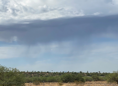 photo of rain clouds and rain that doesn't hit the ground