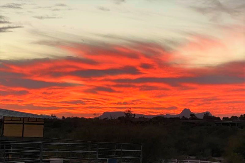 photo of red sunset in tucson az