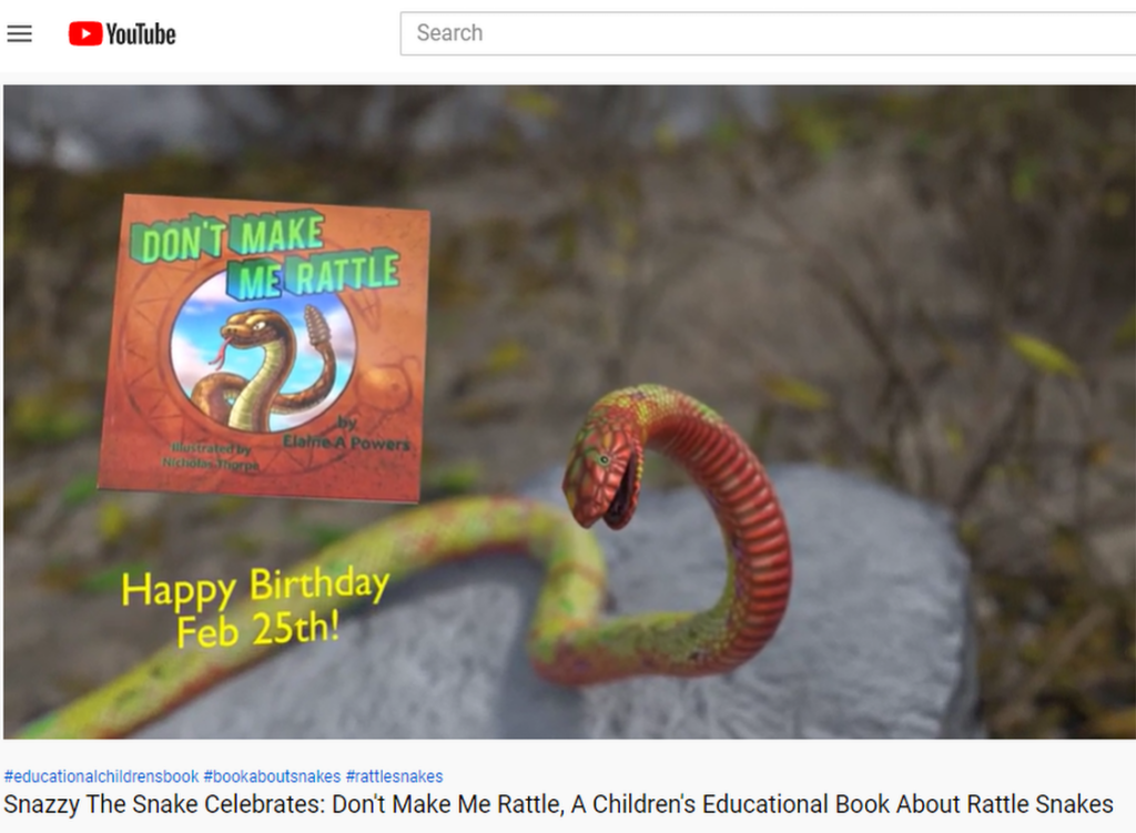You Tujbe video screenshot from Snazzy the Snake Book Birthday
