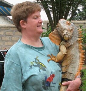 elaine a powers with Eddie the iguana