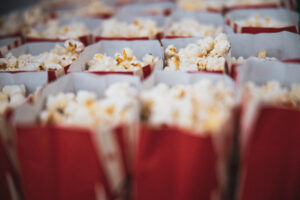 Bags of popcorn lined up in rows.