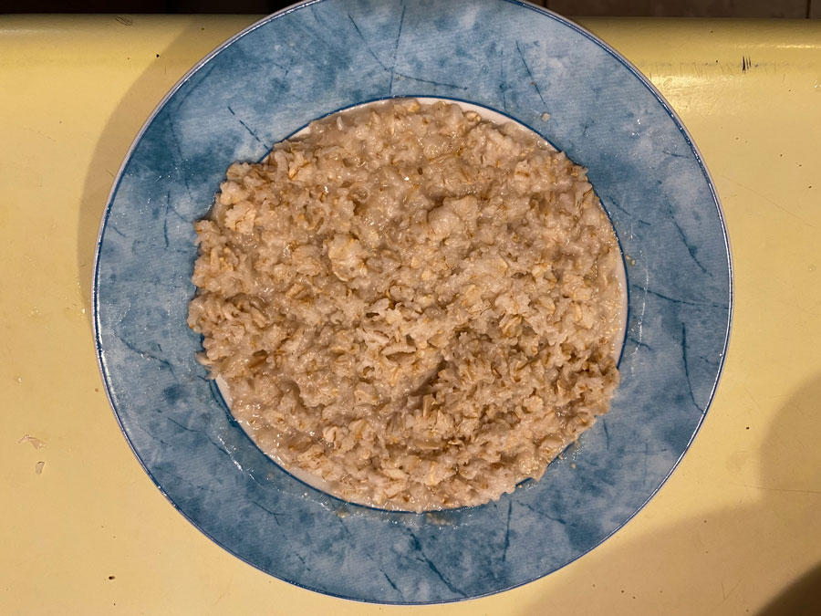 Elaine's bowl of oatmeal (before the explosion).